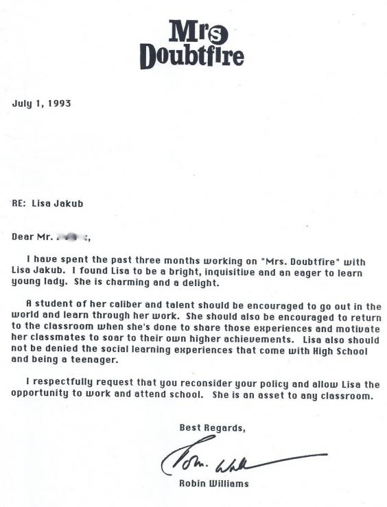 Here's the damning letter Robin Williams wrote to his Mrs 